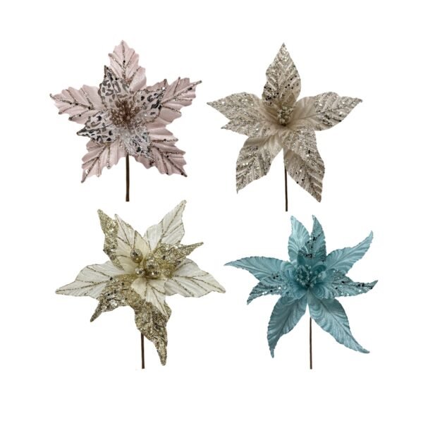 Xmas Poinsettia 23Cm Blue