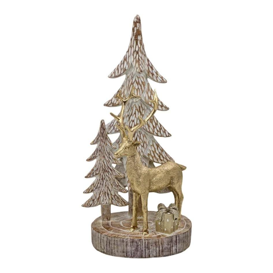 Xmas Golden Elegance Polyresin Deer Deco 19X13X37.5Cm