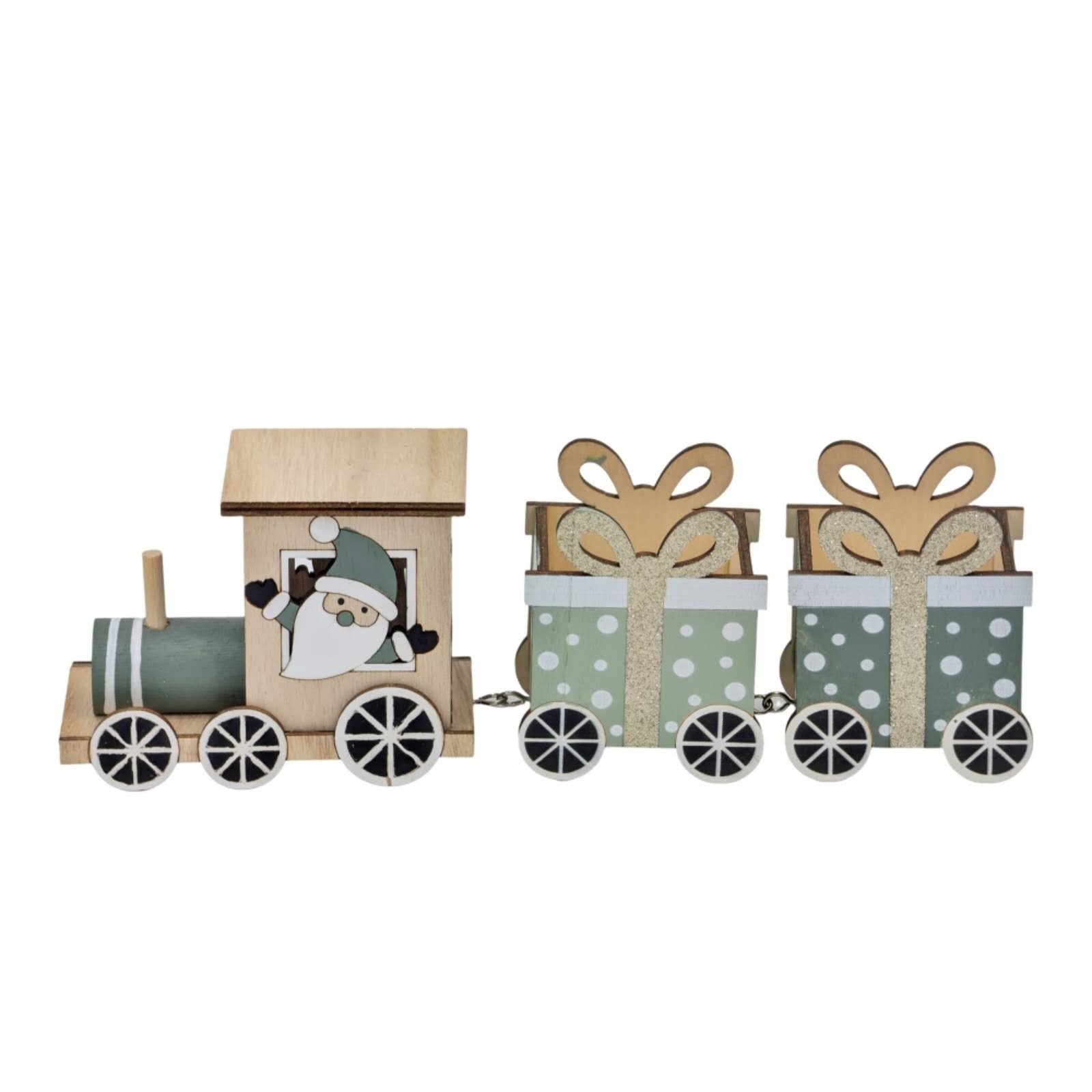 Xmas Mdf Santa Claus Train Deco 27X9X5.5Cm
