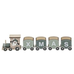 Xmas Mdf Santa Claus Train Deco 42X9X5.5Cm