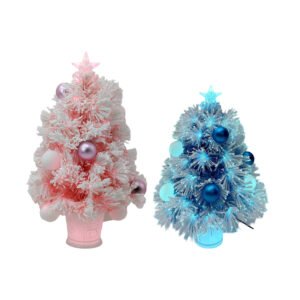 Xmas Fiber Optic Tree with Baubles 60Cm Blue