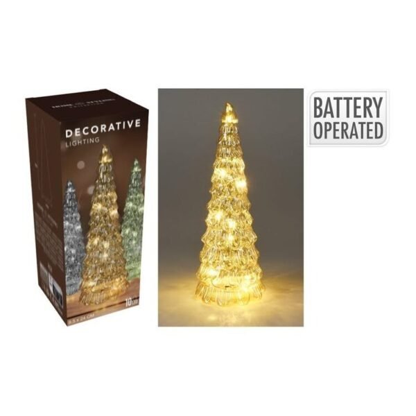 Tree 24Cm Glass With 10LED Amber B/O