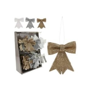 Hanging Decoration Bow 11Cm Glitter Silver