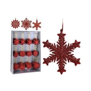 Hang Deco Snowflake 10Cm w/Red Glitter
