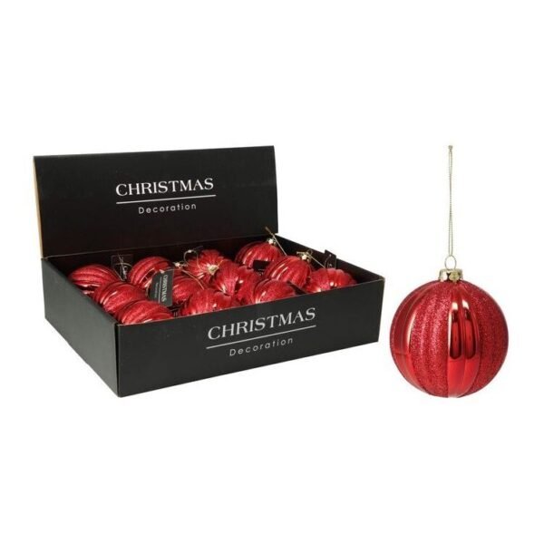 Bauble 8Cm Red With Glitter Inside