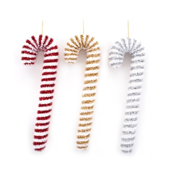 Tinsel Candy Cane 5X47X14Cm Red/White