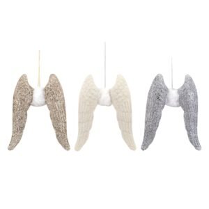 15Cm Angel Wing Ornaments White W/Fur Detail