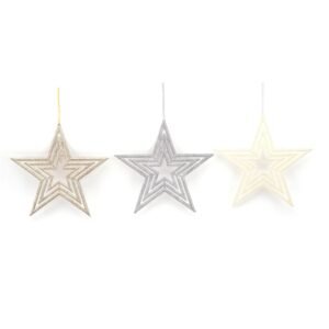 30Cm Star Ornament Champagne Glitter