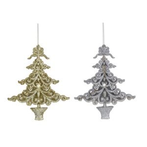 Silver Glitter Tree Ornament 12.2X14.8Cm