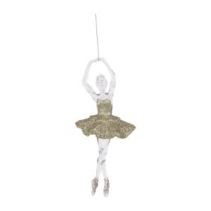 16.8Cm Acrylic Ballerina W/Champagne Glitter Details