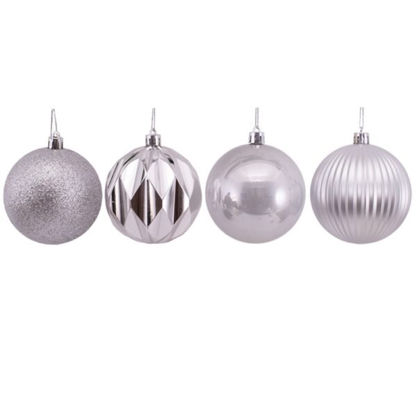 4Pk 8Cm Silver Bauble