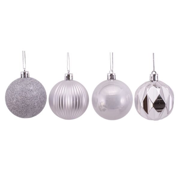 8Pk 6Cm Silver Bauble