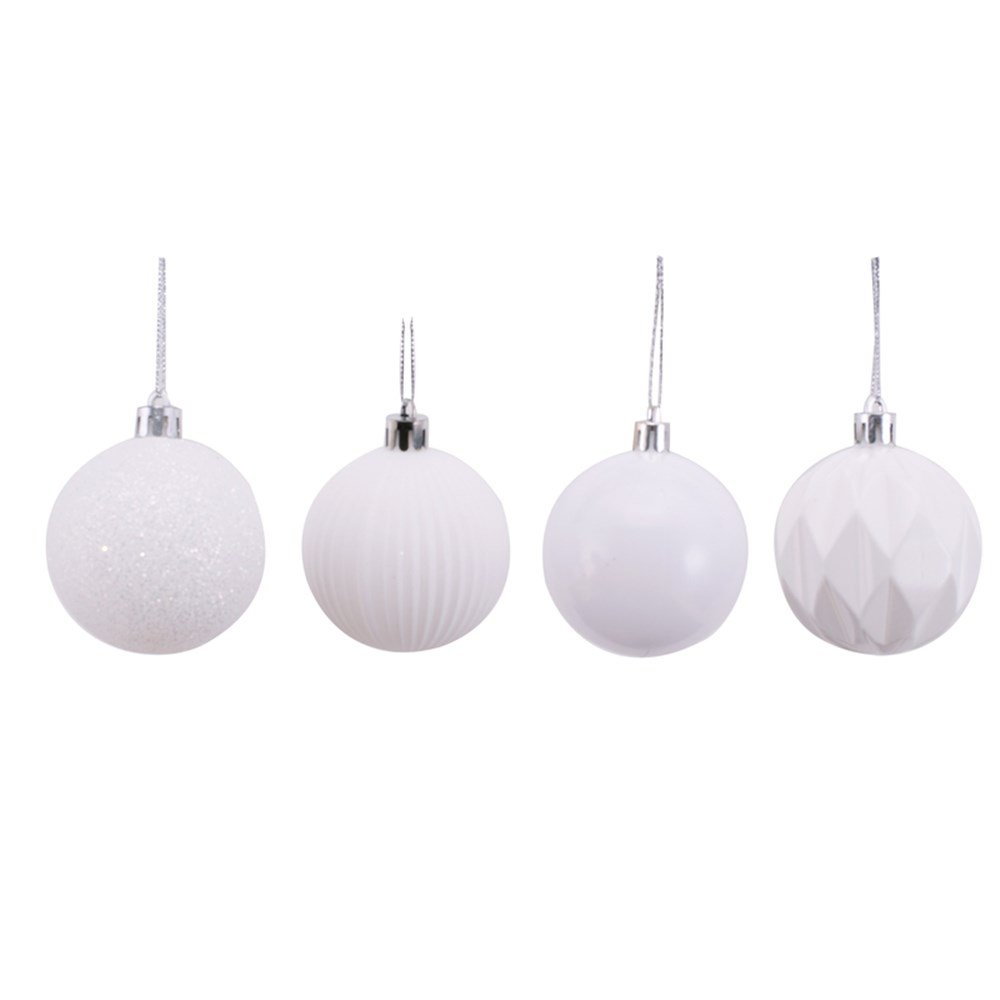10Pk 5Cm White Bauble