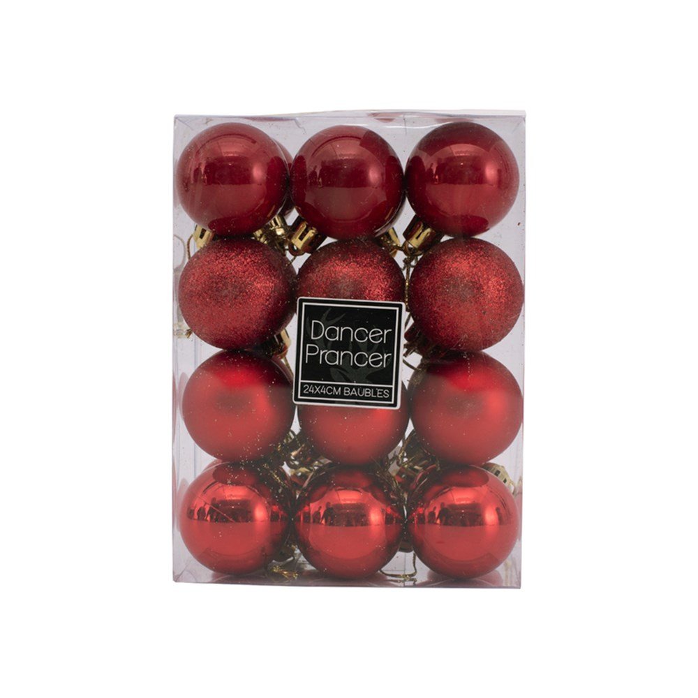 24Pk 4Cm Bauble-Red