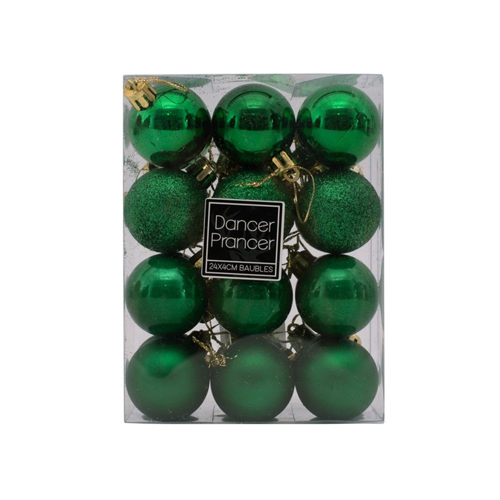 24Pk 4Cm Bauble-Green