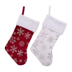 White Stockings W/Snowflake Details