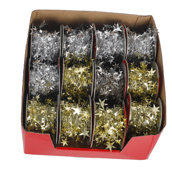 Tinsel Star Ribbon 5m Gold