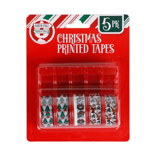 Xmas Printed Tape 5Pk