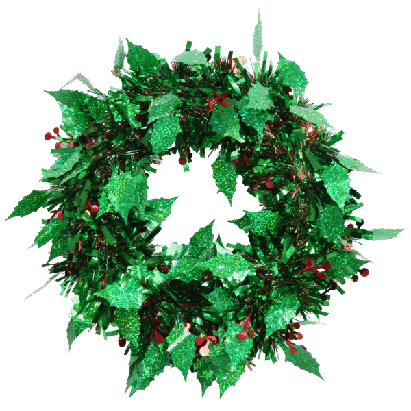 Tinsel Holly Wreath 28cm