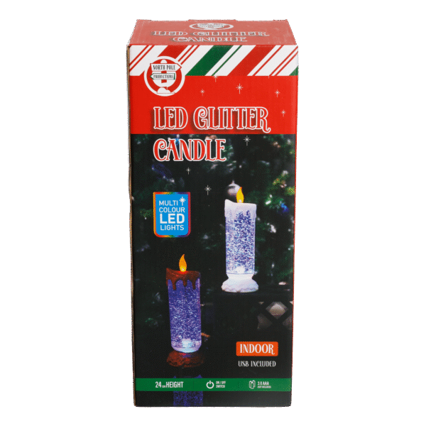 LED Glitter Candle 24cm