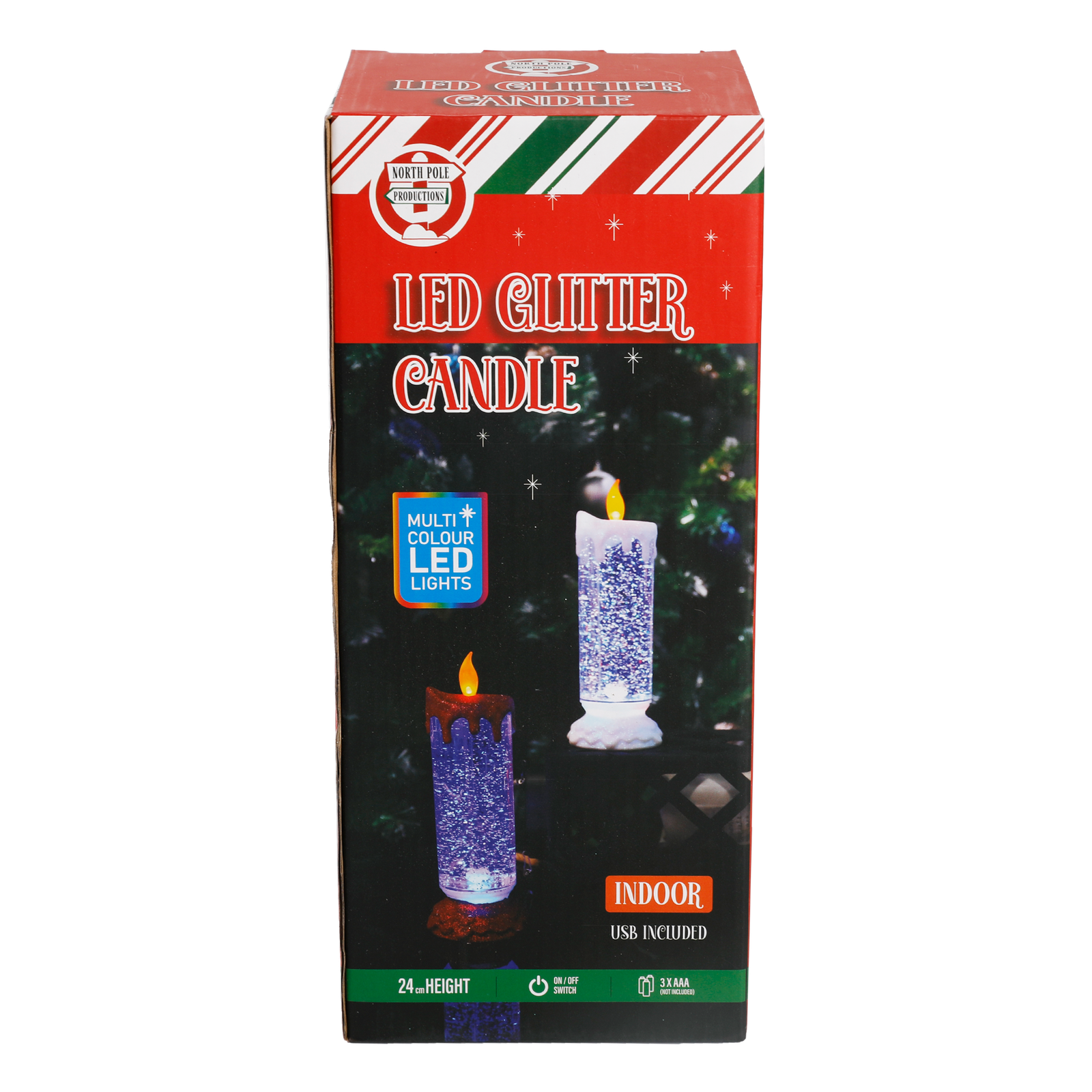 LED Glitter Candle 24cm