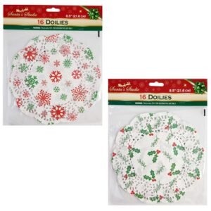 Xmas Doilies 16Pk 8.5"/21.6Cm Printed Snowflake