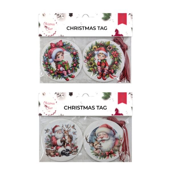 Xmas Santa & Elf Gift Tags Pk12 Santa