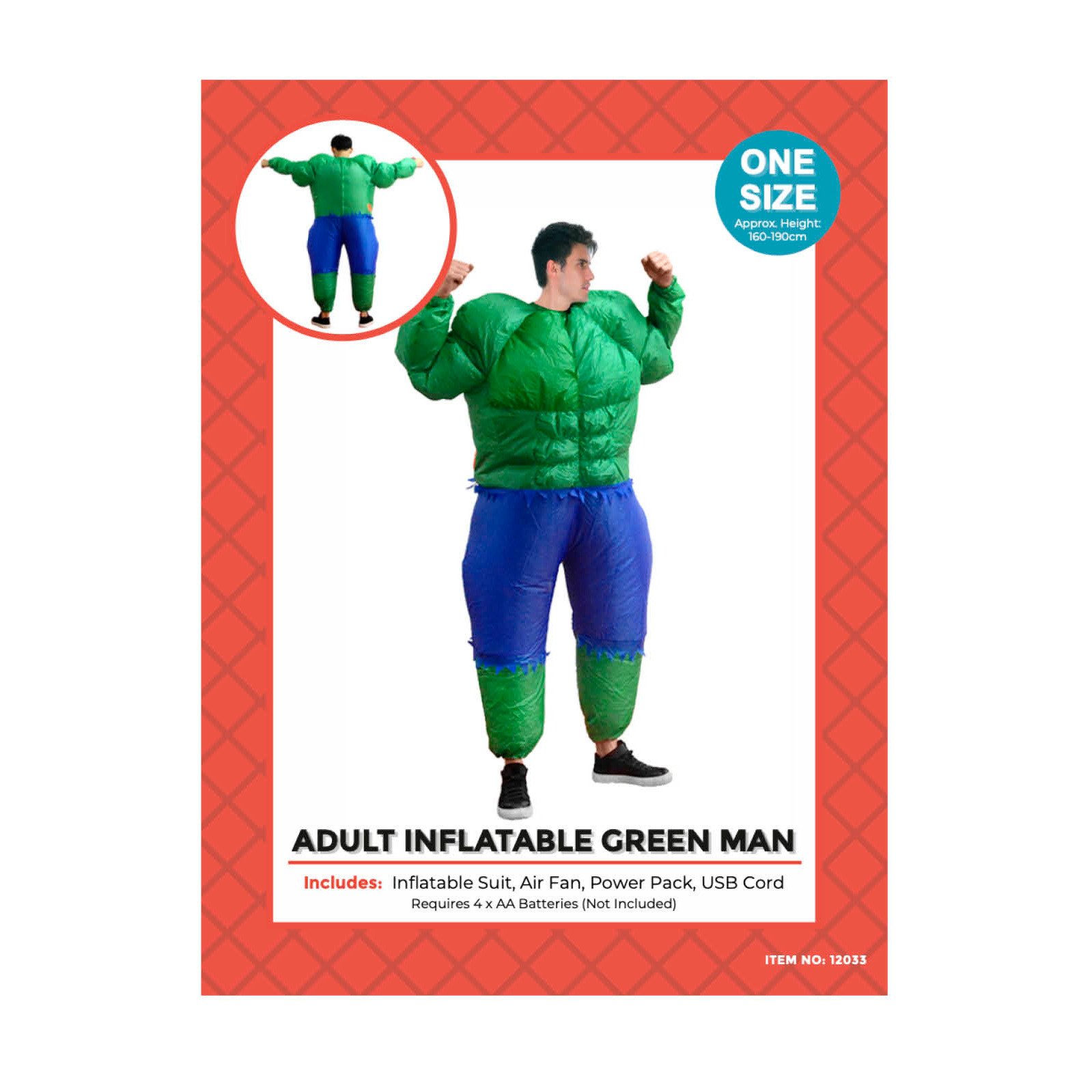 Adult Inflatable Green Muscle Man Costume