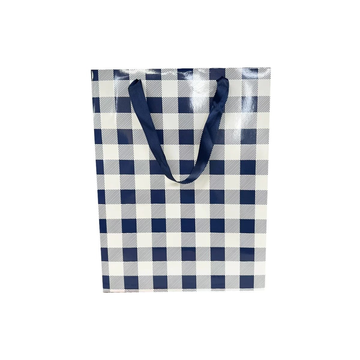 Blue Gingham Gift Bag 33x25x10cm