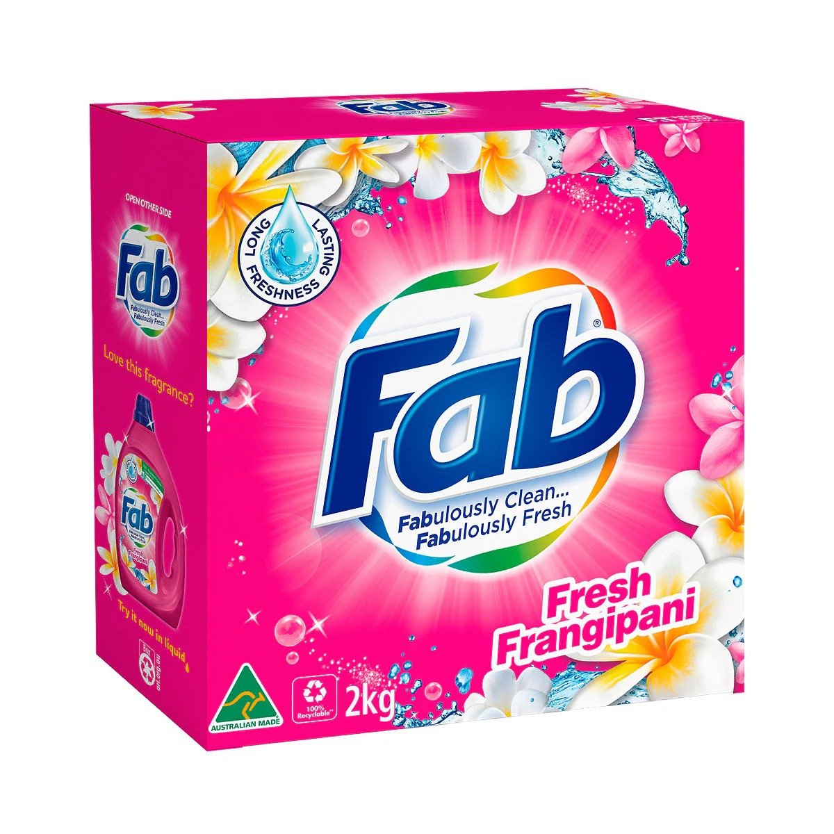 FAB 1kg LAUNDRY POWDER FRONT & TOP LOADER FRESH FRANGIPANI