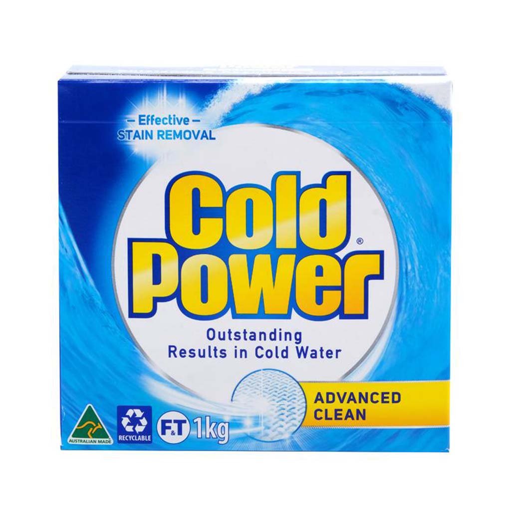 COLD POWER 1kg LAUNDRY POWDER ADVANCED CLEAN FRONT + TOP LOADER
