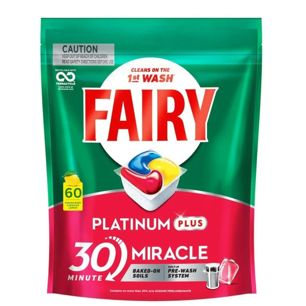 FAIRY PK60 PLATINUM PLUS DISHWASHER CAPSULES LEMON