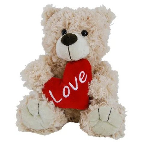 Beige Tilly Bear With Heart 24Cm