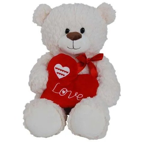 Cream Fozzie Bear With Heart 23Cm