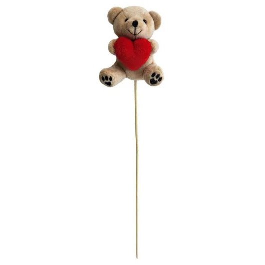 Brown Bear With Heart On A Stick 10Cm