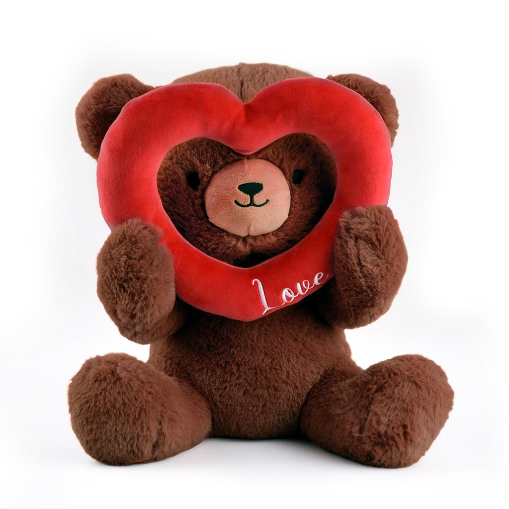 Brown Bear Holding Heart Plushie 28cm