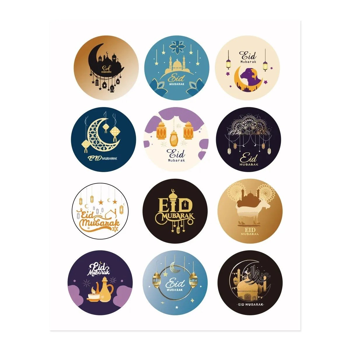 Eid Mubarak Stickers 3.8cm