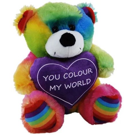 Jelly Bear With Heart Rainbow 23cm