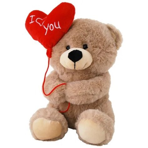 Brown Bear With Heart Balloon "I <3 You" 23Cm