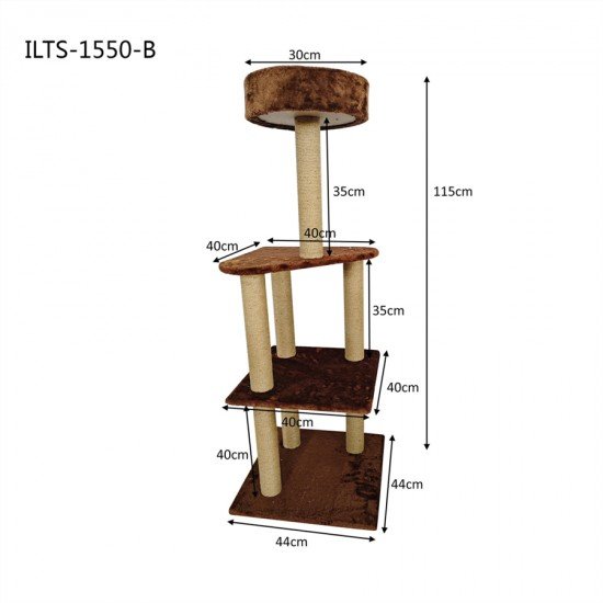 Purrfect Cat Pole Multi Level 44*44*115cm Brown